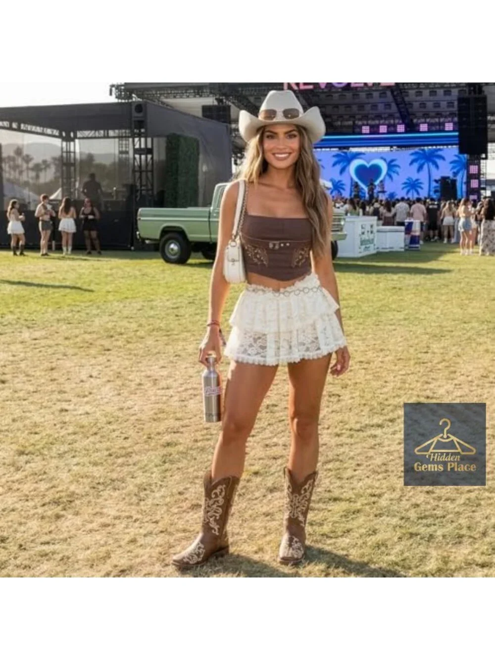 Floral Embroidery Sequin Wide Square Toe Mid Calf Cowgirl Boots